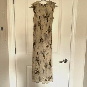 Vintage Floral Silk Dress Mid-Length